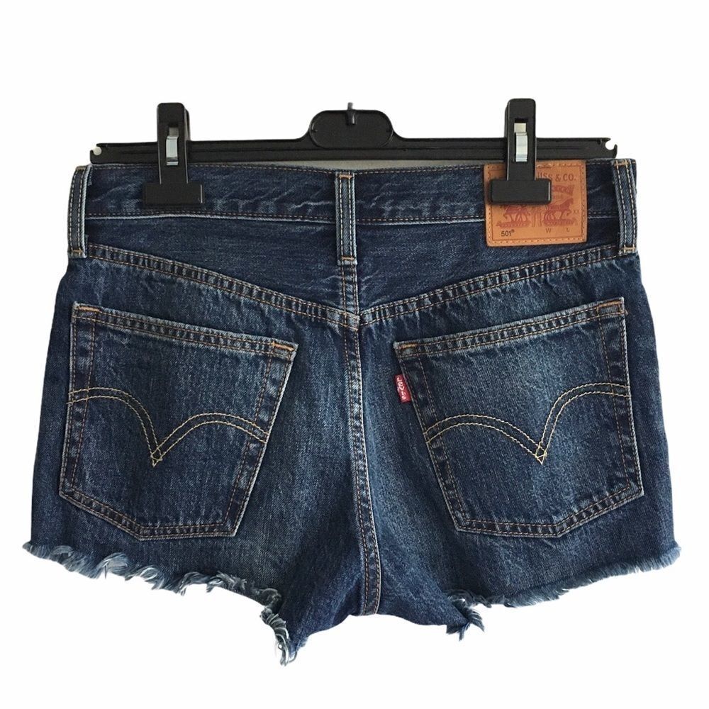 LEVI’S 501 High Waisted Cut Denim Shorts Blue 26